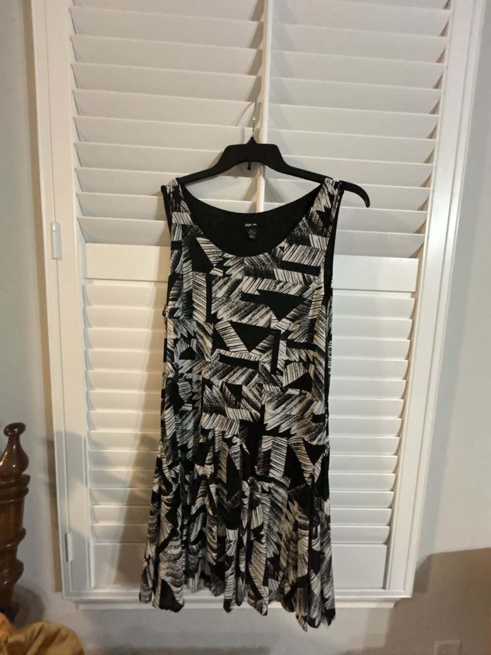 Style & Co Sleeveless Black and White Geometric Print Dress